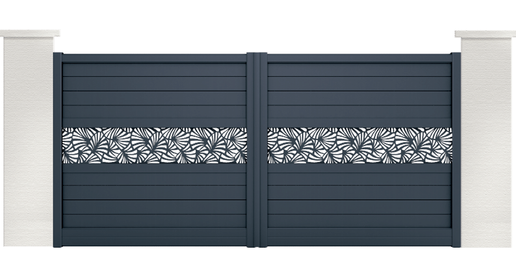 portail aluminium contemporain capret motif papyrus